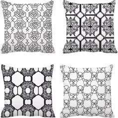 4er Set Outdoor Kissenbezug grau Retro, Wasserdichte Sofakissen 32 x 32 in, Dekokissen für Sofa Wohnzimmer Balkon Garten 80 x 80 cm, mit Reißverschluss, Superweicher Atmungsaktiv, Waschbar k-252
