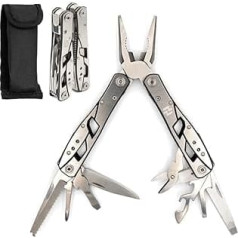 Hayvenhurst Multitool Pliers, 12 in 1 Stainless Steel Bag Multitool with Durable Case for Camping, Survival Equipment, Safety Lock, Camping Accessories with Cutter, Bottle Opener,
