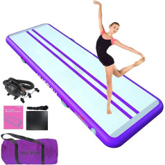Inflatable Gymnastics Mat with Electric Air Pump for Home, Kids, Gym, Yoga, Training, Cheerleading, Outdoor, Beach, Park, Purple, 3m x 180 x 20cm