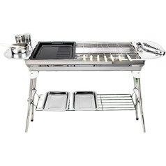 ZHCHAO Edelstahlgrill, Outdoor Grillpfanne, Holzkohlegrill, Haushaltsgrill im Freien