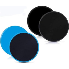 AMbs 4 x Black Blue Glide Discs for Carpets or Hard Floors - Double Sided Core Fitness, Ultimate Core Training, Gym and Full Body Workout at Home or Travel