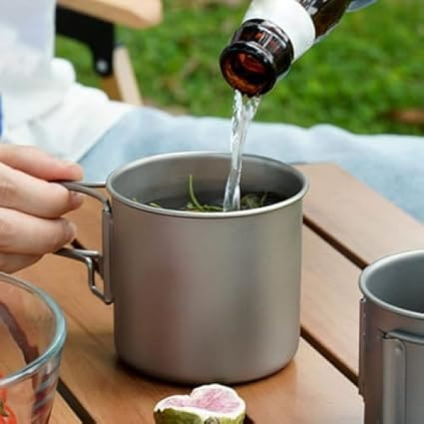 LEJIAJU Camping Coffee Cup with Foldable Lightweight Metal Cup Small Camping Pots for Outdoor Backpacking Hiking