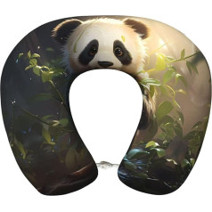 WZYCWB Niedliches Panda-Pflanzen-Memory-Schaum-Reisekissen, U-förmiges Reisekissen, Camping, Zuhause, Büro, Fahren, Kopfstütze, Freizeit, Reisen, Nackenkissen,