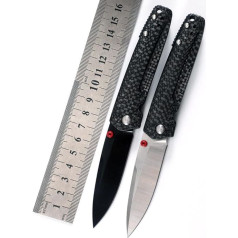 Joa Folding Knife Black Pocket Knife Small Stainless Steel M390 Carbon Fibre Outdoor EDC Knife Survival Tanto Hunting Knife Sharp One-Handed Knife with Pocket Clip Gift for Men