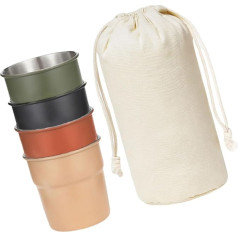 Illkjasfc 4 Stück Tragbare Edelstahlbecher Für Kaffee Milch Bier Stapelbar Camping Wasserbecher Für Outdoor Reisen Wandern