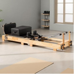 WEIMILOR Reformer Pilates S Machine Foldable Fitness Equipment for Homework Made of Oak Wood for Stretching and Balance Exercises in Yoga