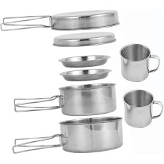 JOINPAYA 1Satz Camping Kochgeschirr Tragbare Töpfe und Pfanne für Outdoor Aktivitäten Leicht und Kompakt für Camping und Reisen