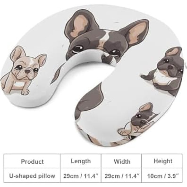 TKJMCSW Französische Bulldogge Reisekissen Memory Foam Nackenkissen Flugzeugkissen zum Schlafen U-förmiges Nackenkissen für Nacken- und Kopfstütze