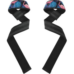 Handgelenkbandagen und Hebebänder mit Flamingo-Motiv, 66 cm, Blau, 2 Stück für Gewichtheben, Bodybuilding, Powerlifting und Kreuzheben