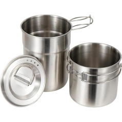 Camping Abdeckung - Outdoor Edelstahl Küche Set Tragbare Töpfe | Kompaktes Camping-Küchen-Set Für Wandern, Angeln, Picknick, Rucksackausflüge, Grill,