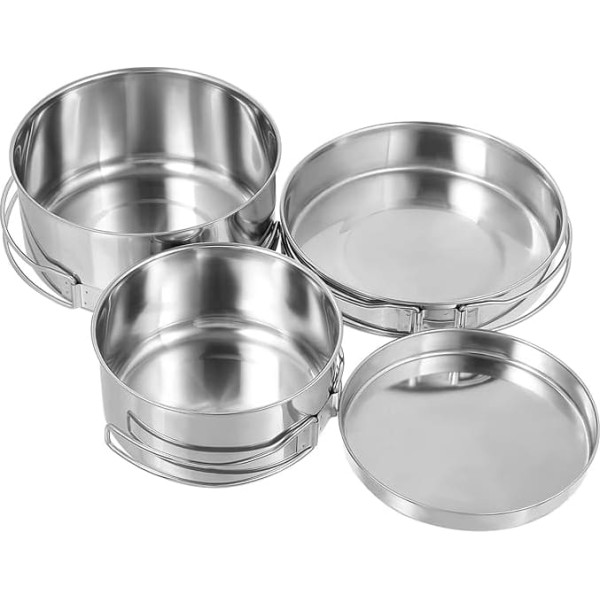 DINHEAROM 4-Piece Camping Cookware Set, Stackable Non-Stick Pots and Pans for Outdoor Cleaning for Camping and Hiking