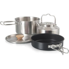 SUNGOOYUE Cookware Measuring Kit, Camping Cooking Pot Fry Pan and 900 ml Kettle Set for Camping Backpack Pack Outdoor and Picnic
