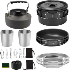 WHAMVOX 1satz Outdoor Kochgeschirr Für Personen Tragbares Camping Geschirr Mit Isolierten Griffen Und Lebensmittelechten Materialien Für Picknicks Und Abenteuer Der Natur Schwarz