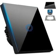 Retoo Viena pieskāriena gaismas slēdzis ar apgaismojumu Stikls - melns