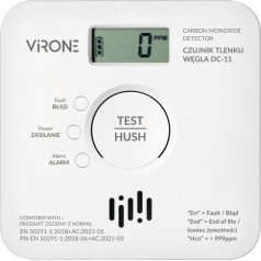 Ar bateriju darbināms oglekļa monoksīda (oglekļa monoksīda) detektors, 2xAA, sensora kalpošanas laiks 10 gadi