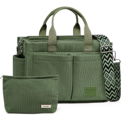 Captain Blues Women's Corduroy Bag, Large Handbag, Shopper Bag, Work Bag, Shoulder Bag with Zip, Cord Tote Bag for University and Everyday Use