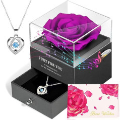 ADDWel Mother's Day Gift for Women Eternal Rose with Heart-Shaped Necklace (925 Silver) and 'You Are My Sunshine' Music Box - Mum Mother's Day Gift, Birthday Gift for Wife Grandma Girlfriend