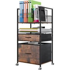 Solinxe 3 Tier 2 Drawer Rolling Cart Mobile Metal File Organizer Letter Storage Bin for Office School Home Organization Black Antique