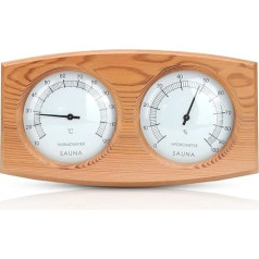 Cyrank Sauna Thermometer Hygrometer, Thermo-Hygrometer Digital, 2-in-1 Wooden Hygrometer, Sauna Thermo-Hygrometer, Double Dial, Sauna Temperature Display, Moisture Meter for Steam Room