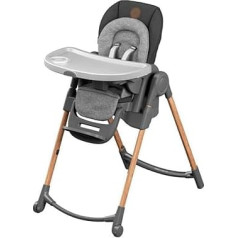 Maxi-Cosi Minla Evolutive Highchair, 0-14 Years, Up to 60kg, Baby Highchair, 9 Height Options, 5 Reclining and 4 Tray Positions, Compact Folding, Adjustable Footrest, Essential Graphite