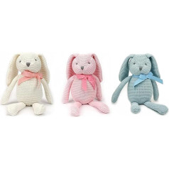 FLUFFYFUN 3 Pieces/Set Cuddly Toy Baby Rabbit 18 cm 100% Organic Cotton Natural Soft Toy for Newborns