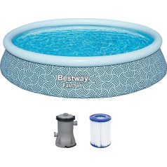 Bestway Fast Set Inflatable Round Pool Set, Grey, 396cm x 396cm x 84cm