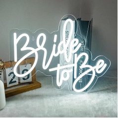 Bride to be Dimmable Neon Signs 36.8 x 30 cm White LED Word Bride to be Neon Lights USB Power for Party Bridal Shower Hen Night Engagement Gifts