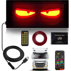 Looklight Eyes Car LED, Eyes for Car LED Display Programmable, Neon Sign Personalised, Interior Lighting Bluetooth USB for Truck, Text, Graffiti, Smart App (27 cm x 12 cm)