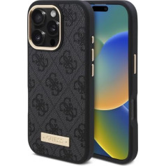CG MOBILE Guess GUHMP16XU4GPRK Case for iPhone 16 Pro Max 6.9 Inch Black Hard Case 4G Logo Plate