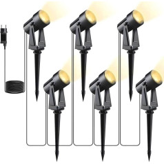 Svater LED Garden Lighting Set of 6, 20 m Garden Spotlight IP65 Warm White 3000 K Spotlight Outdoor Garden Spotlight LED Outdoor, 27 V 900 lm Garden Lights for Outdoors, Patio, Driveway