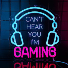 YuanDian Gaming Headset Neon Sign, Can't Hear You, I'm Gaming LED Light Sign for Playroom, Wall Decoration for Boys, Men, Teenagers, Gamers