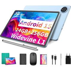 YLEEBG Android 15 Tablet 11 Inch 2-in-1 with Keyboard 24GB RAM + 256GB ROM (1TB Expandable) Octa-Core, 8000mAh, Dual-Band WiFi 13MP + 5MP Dual Camera Includes Keyboard Case, Mouse & Pen (Green)