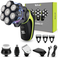 7D Head Shaver for Bald Men, Telfun Removable Head Shaver LED Display Dry/Wet Bald Razor for Men, IPX7 Waterproof Head Shaver for Men with Type C Charge