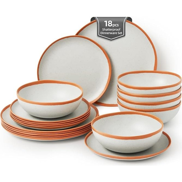 La Joventino Vintage Citrus Rim Melamin Camping Teller und Schalen Set Melamin Geschirrset Geschirrset Tafelservice für 6 Personen Langlebige Geschirrsets