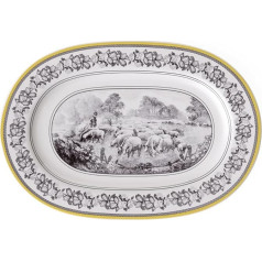 Villeroy & Boch Audun Ferme Serving Plate, 34 cm, Premium Porcelain, White/Grey/Yellow