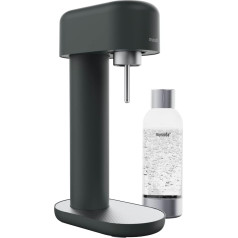 Mysoda: Stylish Ruby 2 Water Carbonator Made of Robust Aluminium (without CO2 Cylinder) with High-Quality 1 Litre Water Bottle in Premium Design - Black/Silver