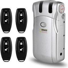 Dioche Electronic Intelligent Door Lock Kit, Smart Wireless Anti-Theft Home Security Keyless Deadbolt Access Control System with 4 Remote Controls, Silver, Keypad, Door Lock