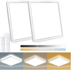 Wholede LED Ceiling Light, Flat, Dimmable, 24 W, 3240 lm, LED Lamp with Remote Control, 3000 K - 6500 K, Ultra Thin Square Ceiling Light for Living Room, Kitchen, Hallway, Bedroom, Bathroom, Diameter