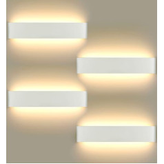 ChangM Pack of 4 LED Wall Lamps, 16 W, Wall Light, Indoor Modern Wall Lights with LED Board 110 V-260 V, for Bathroom Lamp, Living Room, Bedroom, Staircase, Hallway, Wall Lighting, Warm White, 3000 K