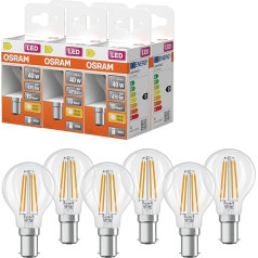 OSRAM Star Globe P40 Filament 2700K Warm White 3.4W B15d Clear LED Lamp 470lm for Table and Pendant Lights Living Room 15,000h