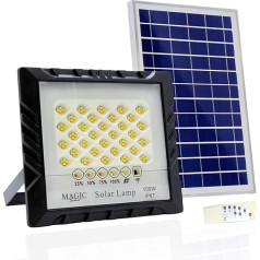 MAGIC SELECT Wall Solar Floodlight 100W-128LED with Photovoltaic Solar Panel with Remote Control, Automatic Ignition Sensor, IP67 Solar Spotlight for Patio, Garden, Garage Lighting