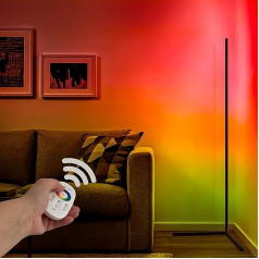 INNOVATE® LED Floor Lamp Dimmable with Remote Control - 22 W RGB Corner Lamp Living Room - 1.4 m Minimal Lamp Black - Ambient Gaming LED Floor Lamp