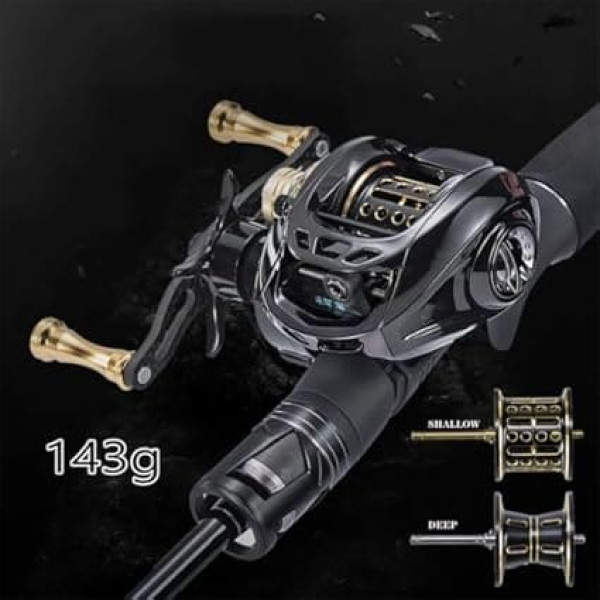 Wjnvfioo Lightweight Carbon Fiber GBC200 BFS Baitcast Fishing Reel Double Spool for Fishing Reel Purple Right Handed