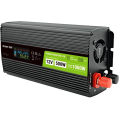 LCD invertors 12v/230v 500w/1000w tīra sinusoidālā viļņa invgc12p500lcd