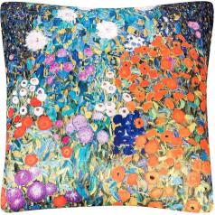 VON LILIENFELD Gustav Klimt Cottage Garden Decorative Cushion 40 x 40 cm Sofa Cushion Decorative Home Living Room Cushion Cover with Filling Printed on Both Sides