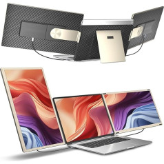 siaviala Laptop Screen Extender, 15.6 Inch Portable Monitor, FHD 1080P Ultra-Slim Travel Monitor with Speakers, Triple Display Extension, Compatible with 13-17.3 Inch Laptops