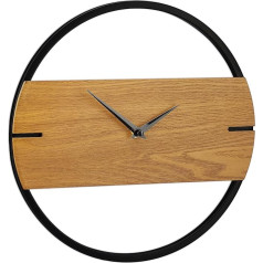 Relaxdays Wall Clock Wood Look Modern Analogue Clock for Kitchen, Living Room, Hallway & Office, Room Clock, Diameter 30 cm, Brown/Black, 10034281