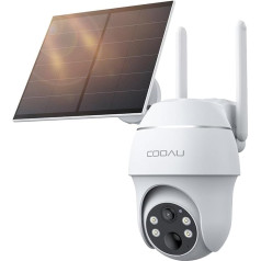 COOAU 4G LTE Surveillance Camera Outdoor Battery with SIM Card + 64GB Card Memory + Solar Panel, Camera Surveillance LTE, 2K Wireless Solar Camera Outdoor with Colour Night Vision, PIR Person