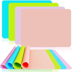 SOSMAR Pack of 4 High-Quality Silicone Mats for Crafts, A3 Large Craft Mat for Painting, Epoxy Resin Crafts, Kneading Mat, Table Mat, Non-Stick & Washable Painting Mat for Children, 40 x 30 cm