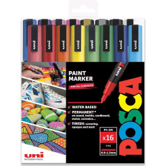 posca PC-3M Paint Marker 0.9-1.3 mm Starter Set with 16 Pens in Gift Box